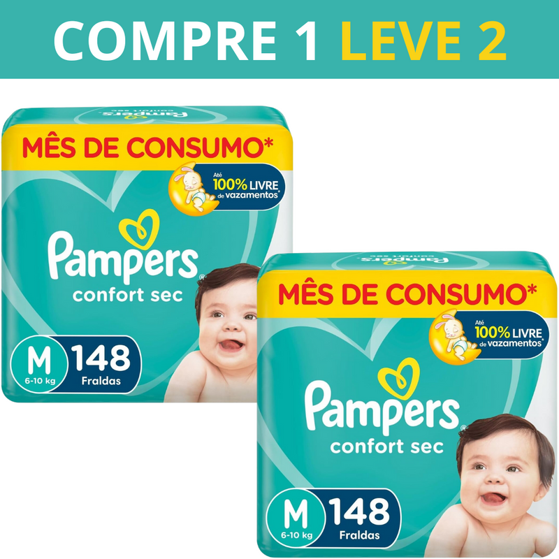 Fralda Pampers Confort - 148 Fraldas (COMPRE 1 LEVE 2)