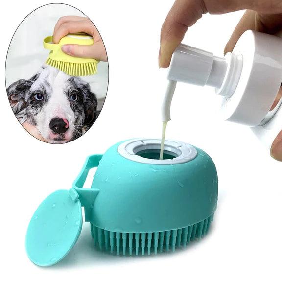 Escova de Banho Pet Em Silicone Com Dispenser de Shampoo- Pet Brush